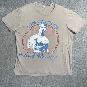 VTG Arnold Schwarzenegger T Shirt Men's Sz L Gray Come With Me Want‎ To Lift Tee
